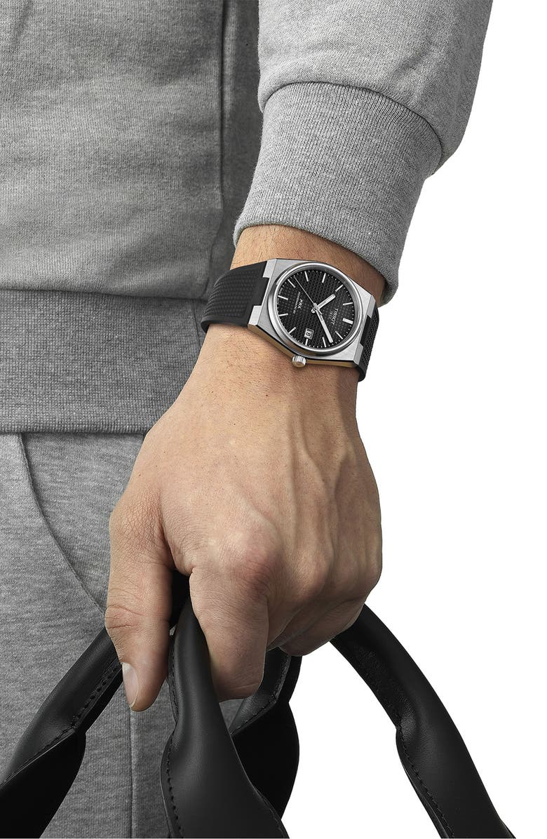 Tissot PRX Powermatic 80 Rubber Strap Watch, 40mm, Alternate, color, 