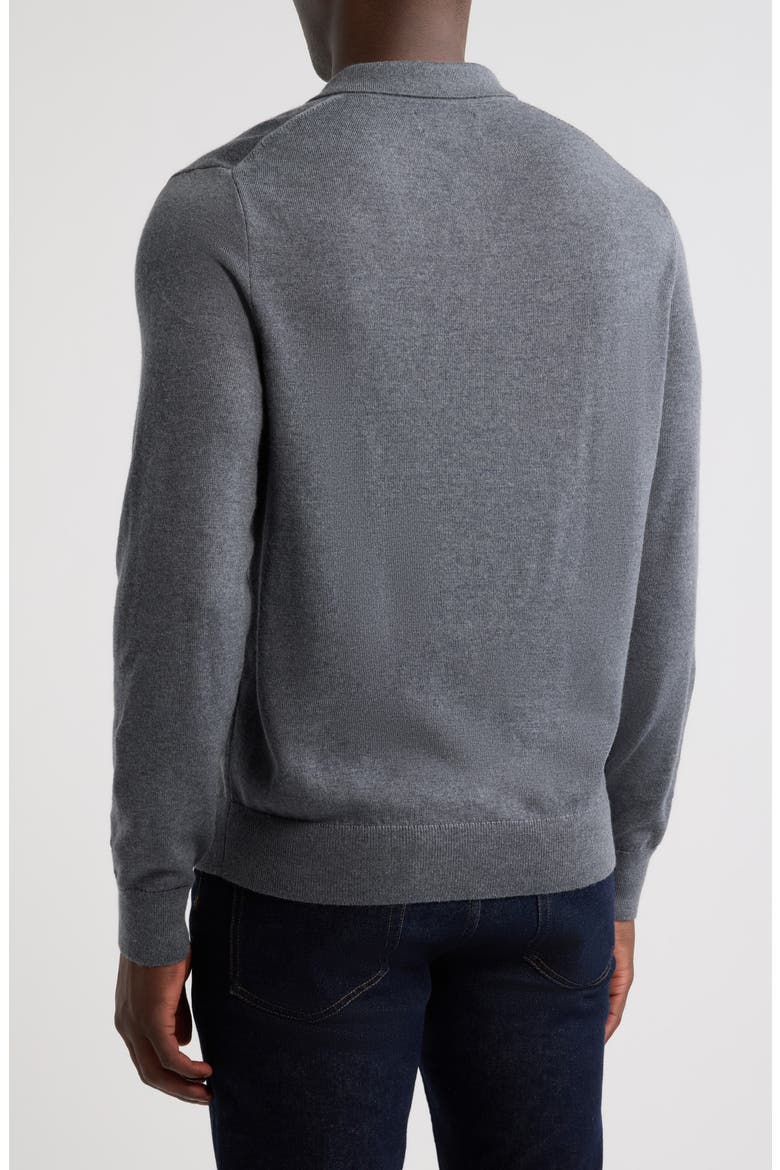 Washable Merino Wool Polo Sweater, Alternate, color, GREY TURBULENCE HEATHER