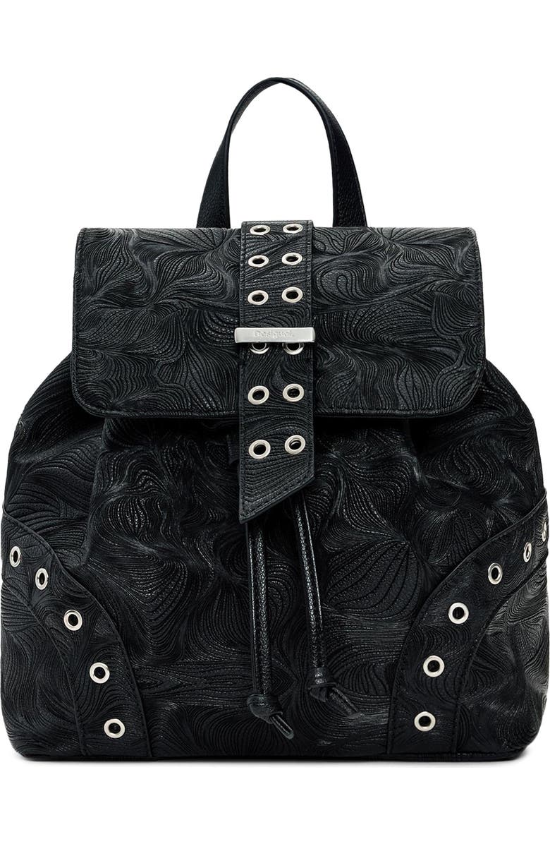 Desigual Mini Faux Leather Backpack, Main, color, Black