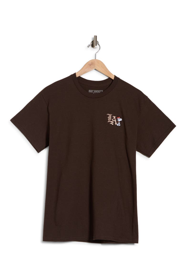 LA Peanuts Cotton Graphic T-Shirt, Alternate, color, BROWN