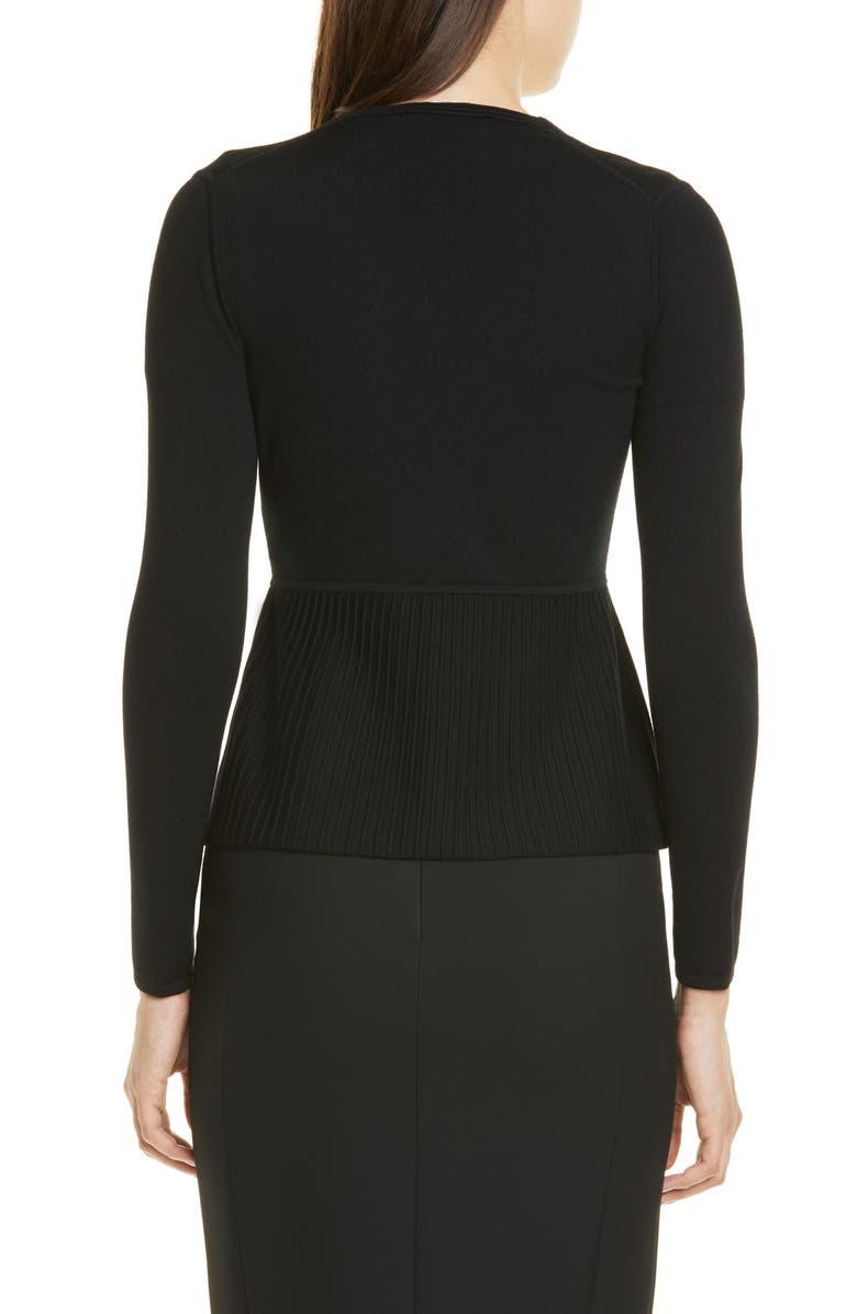 BOSS Faly Ribbed Peplum Wool Blend Cardigan, Alternate, color, 