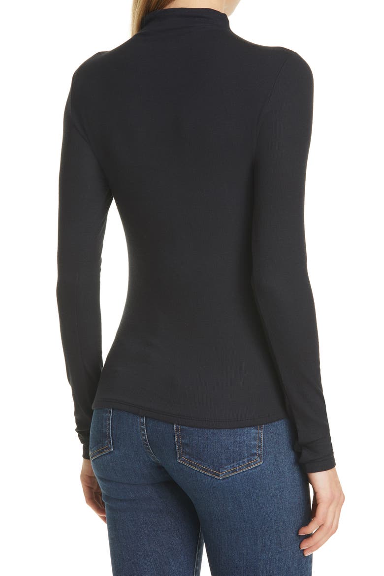 Theresa Ruched Mock Neck Top, Alternate, color, BLACK
