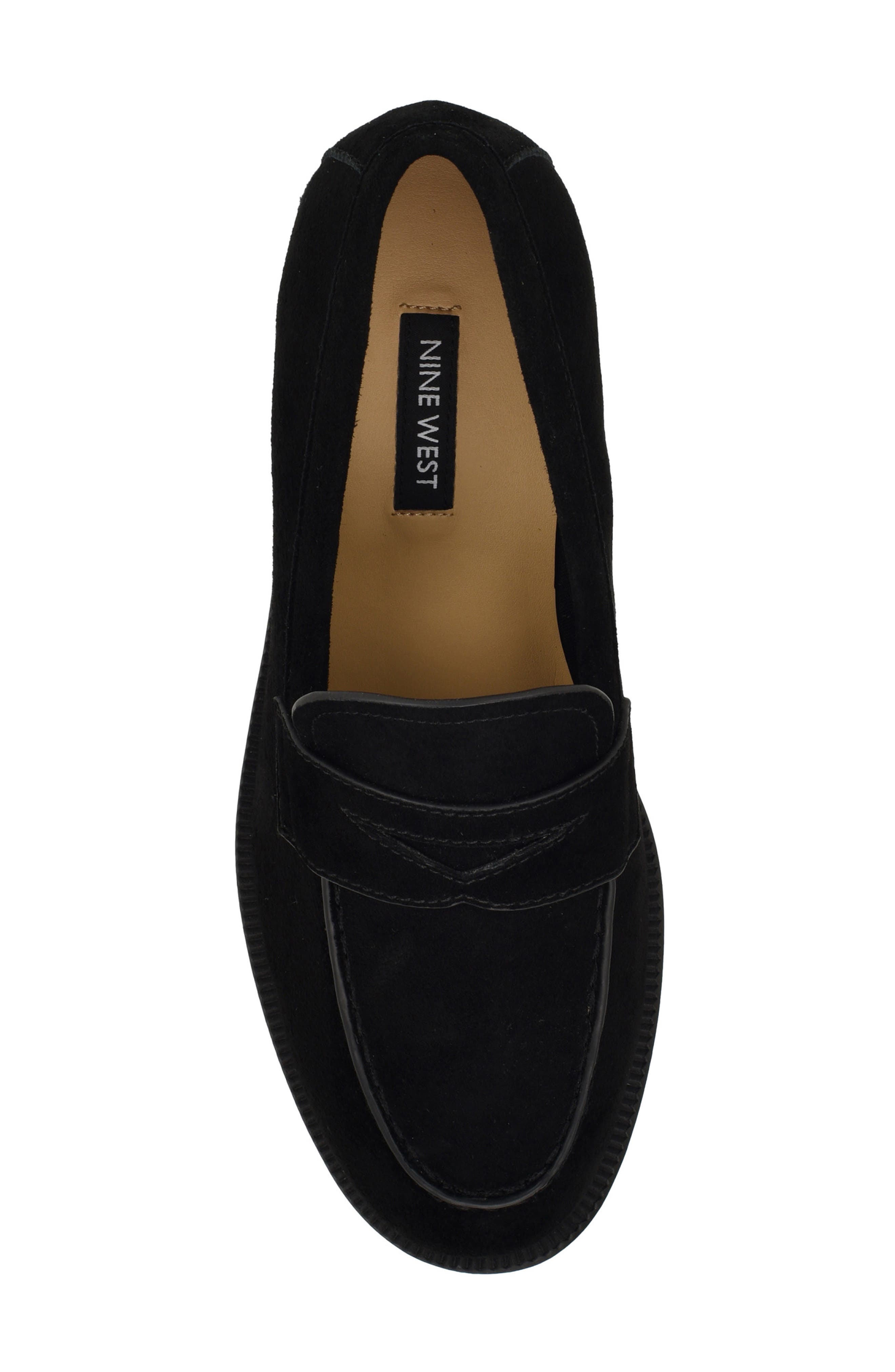 Nine West Berg Penny Loafer, Alternate, color, Black Suede