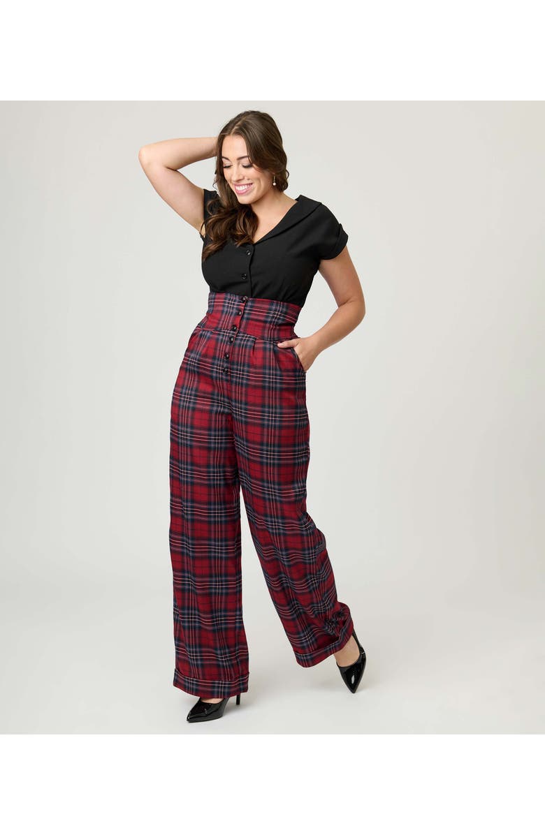 Unique Vintage High Waist Trouser, Main, color, Red