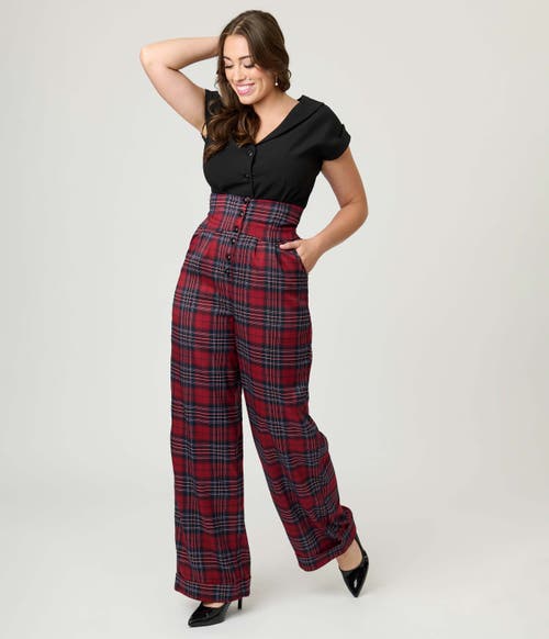 Unique Vintage Plus Size High Waist Trouser In Red