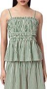 AllSaints Kali Stripe Smocked Cotton Peplum Tank