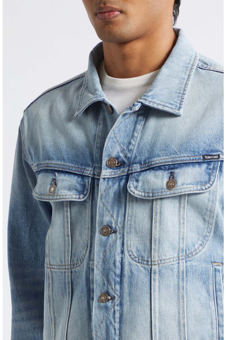 Selvedge Denim Icon Jacket, Alternate, color, PALE BLUE DENIM