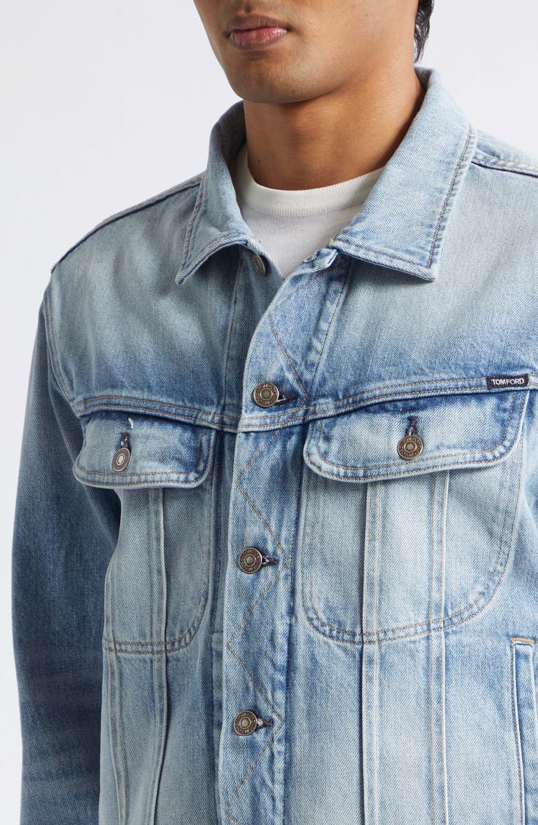 TOM FORD Selvedge Denim Icon Jacket, Alternate, color, Pale Blue Denim