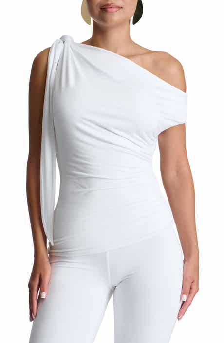 Naked Wardrobe Drape Neck One-Shoulder Top