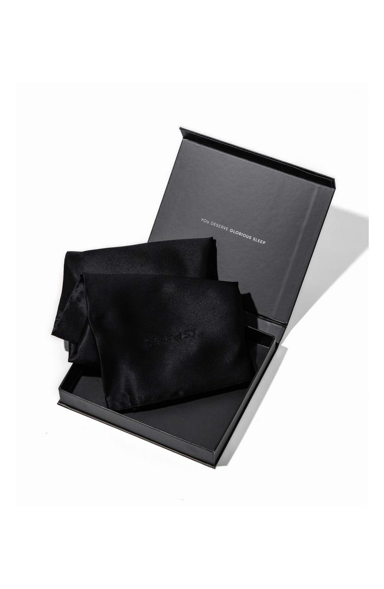 Drowsy Sleep Co. Queen Silk Pillowcase, Alternate, color, Black Jade