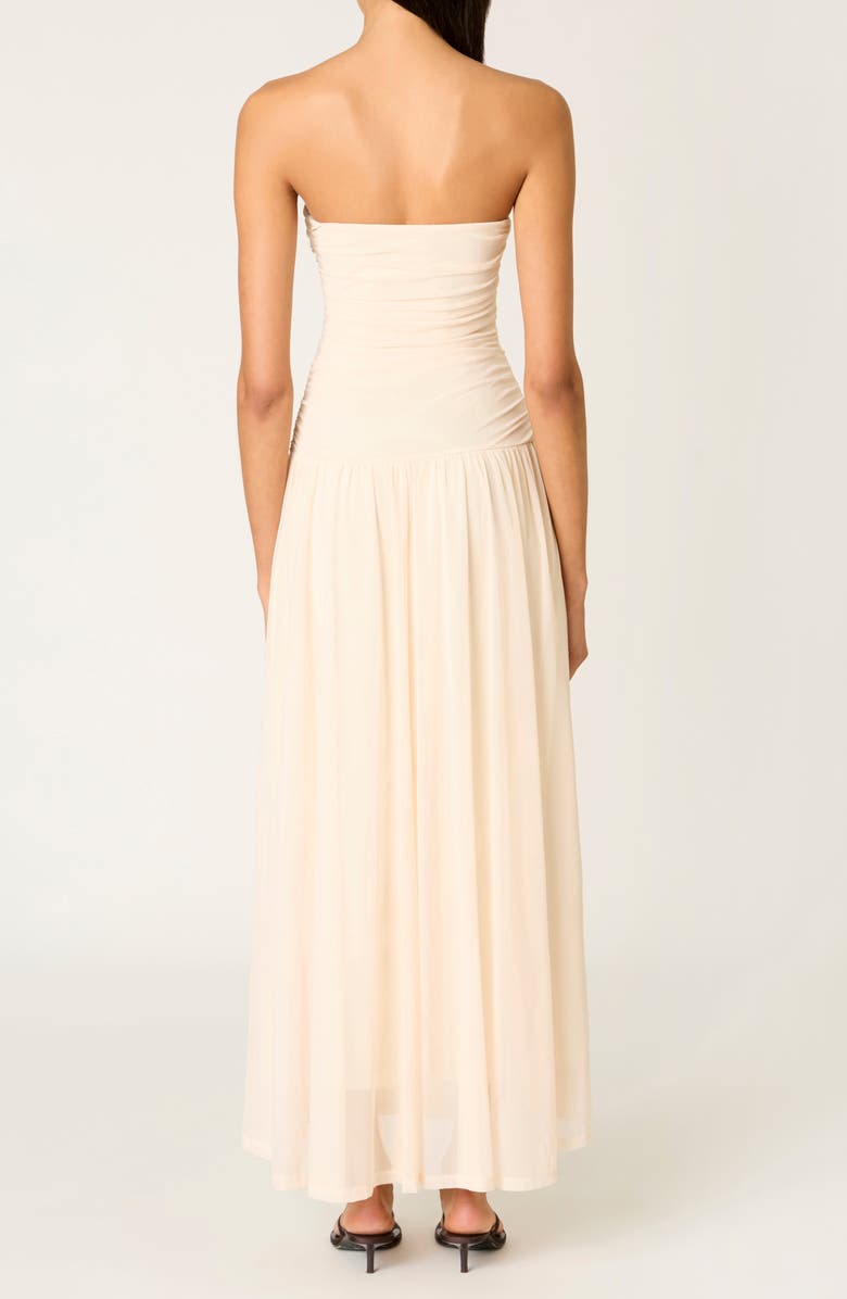 Nia Beverly Ruched Strapless Chiffon Maxi Dress, Alternate, color, Ivory
