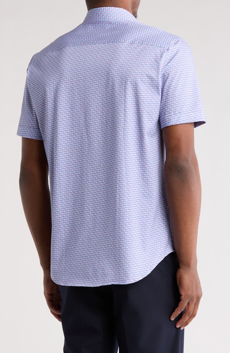 Bugatchi Miles OoohCotton<sup>®</sup> Geometric Print Short Sleeve Button-Up Shirt, Alternate, color,