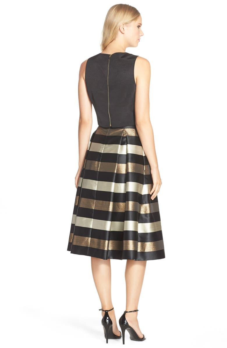 Eliza J Metallic Stripe Jacquard Skirt, Alternate, color,