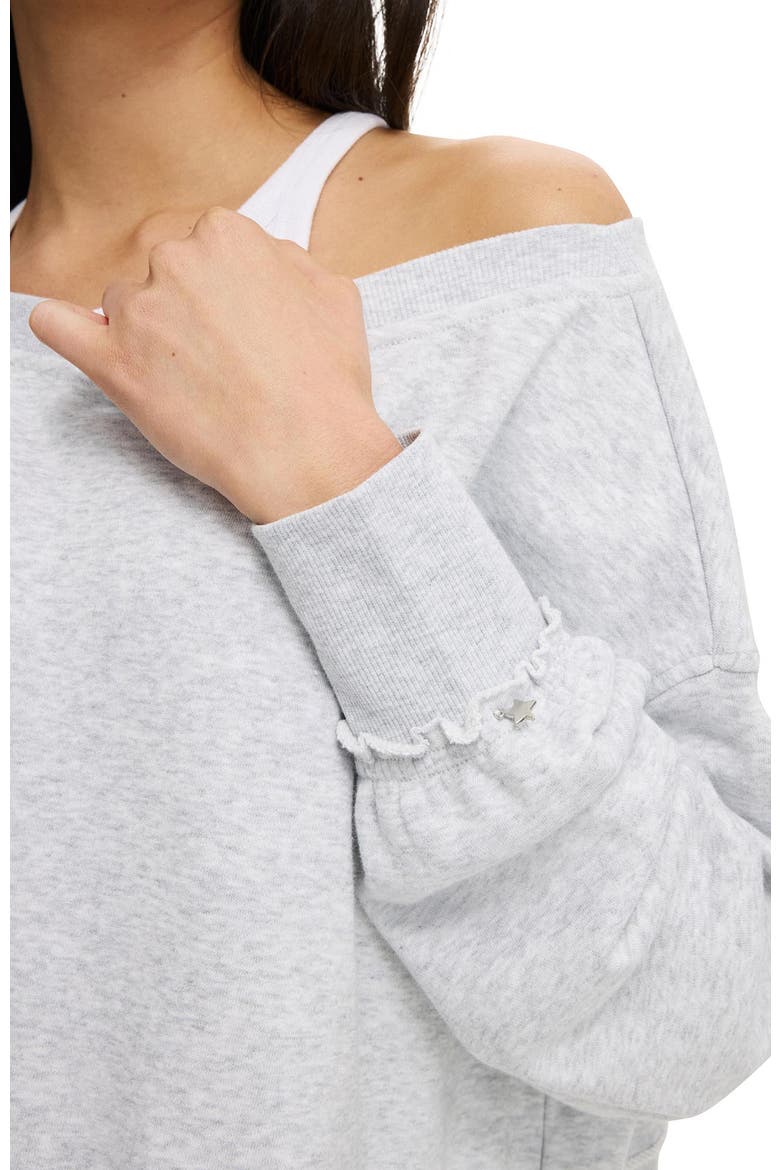 Women's Off Shoulder Sweatshirt, Alternate, color, Soft Grey Marle