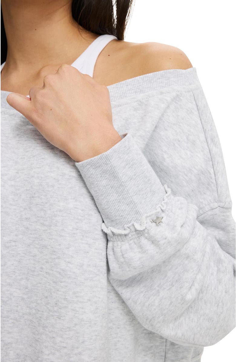 Cotton On Women's Off Shoulder Sweatshirt, Alternate, color, Soft Grey Marle