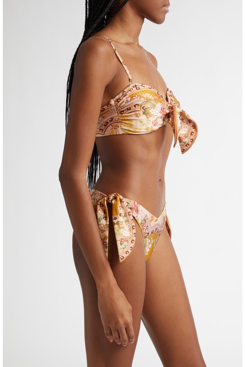Wylie Scarf Tie Two-Piece Swimsuit, Alternate, color, MUSTARD FLORAL