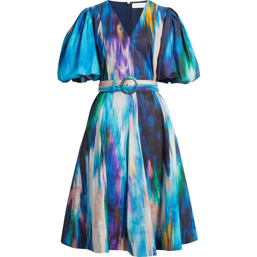 Elie Tahari The Miriam Belted Ikat-print Midi Dress