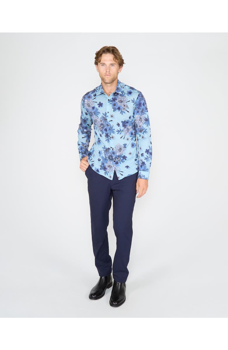 Lords of Harlech Sherlock Tailored Merino Wool Shirt, Alternate, color, Valencia Floral Teal