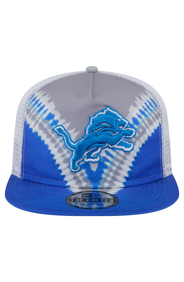 New Era Men's New Era Gray/Blue Detroit Lions Throwback Dye Golfer Snapback Hat, Alternate, color, Gray