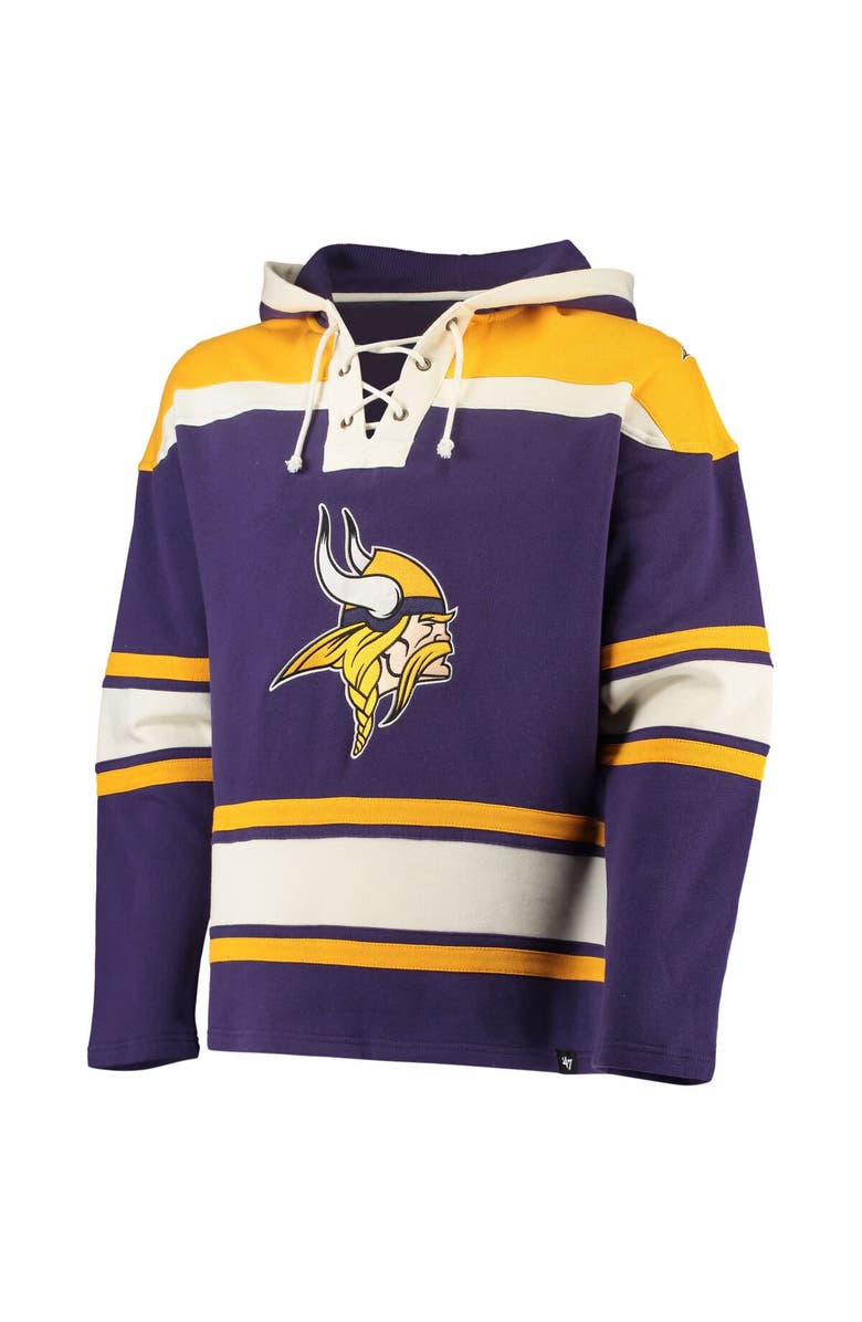 '47 Men's '47 Purple/Gold Minnesota Vikings Lacer V-Neck Pullover Hoodie, Alternate, color, 