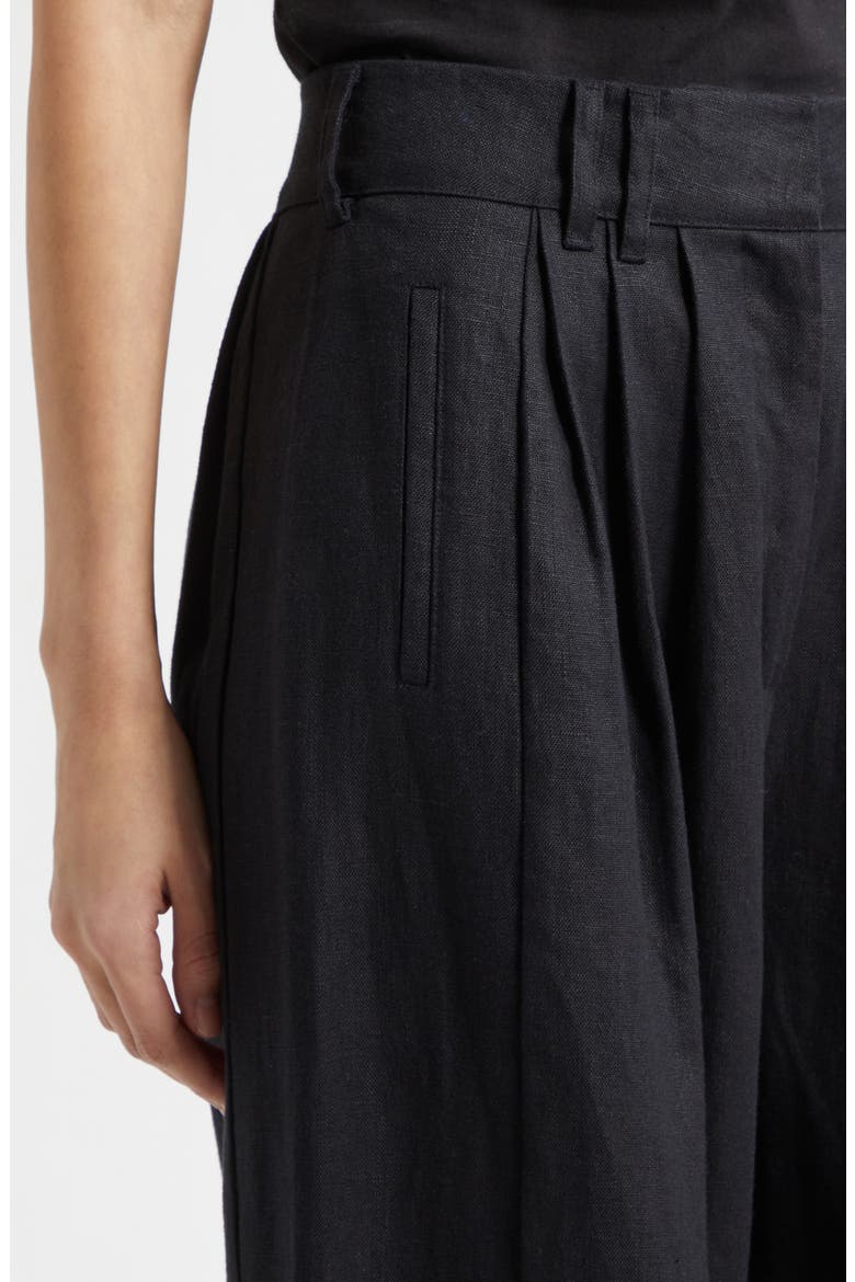 Parker Wide Leg Linen Pants, Alternate, color, BLACK