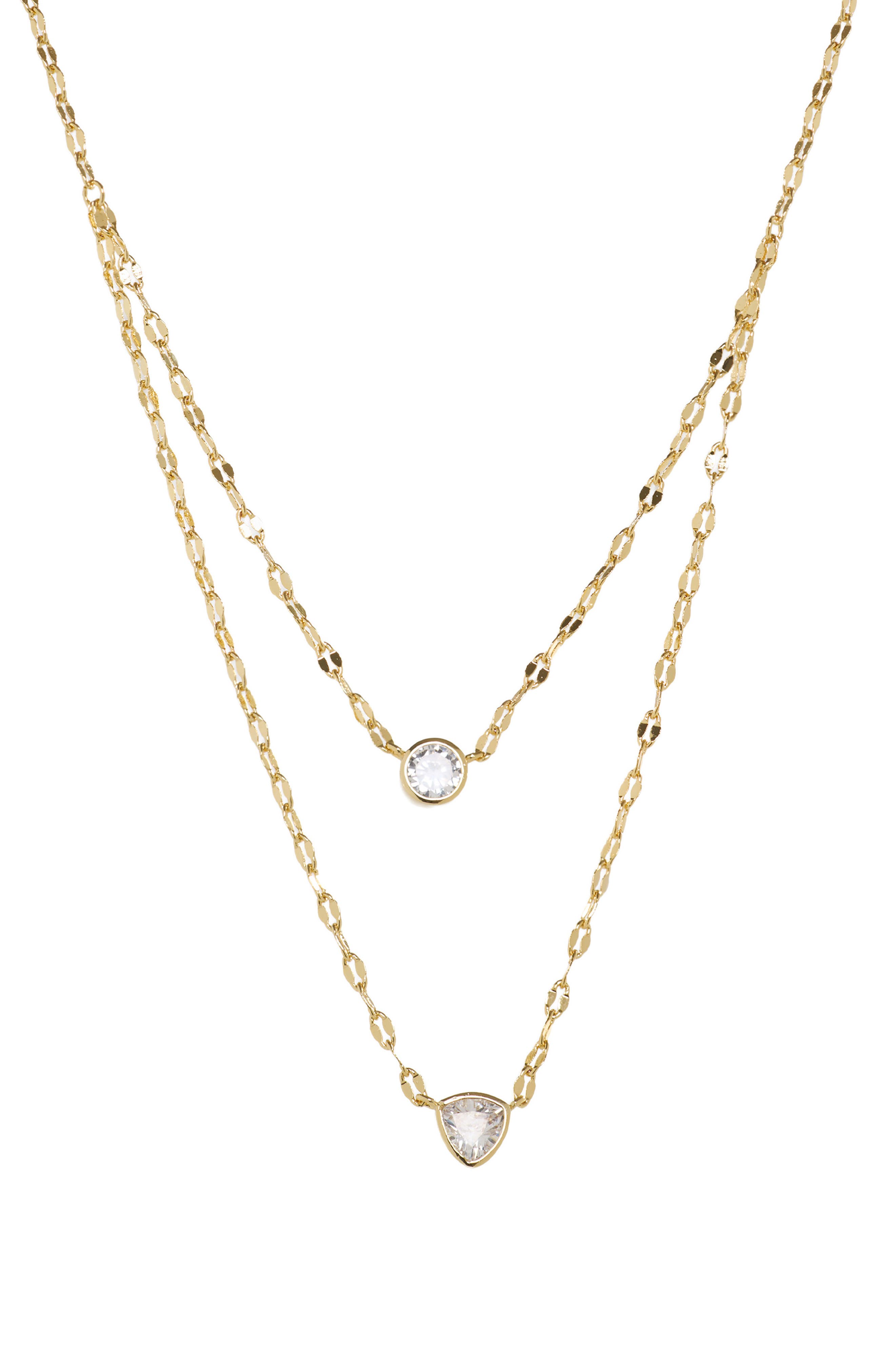 Cubic Zirconia Layered Chain Necklace