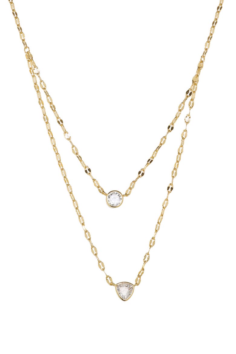 Cubic Zirconia Layered Chain Necklace, Main, color, GOLD