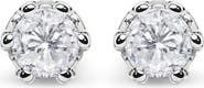 Haus of Brilliance 14K White Gold 2.0 Cttw Round Cut Prong-Set Diamond Crown Stud Earring