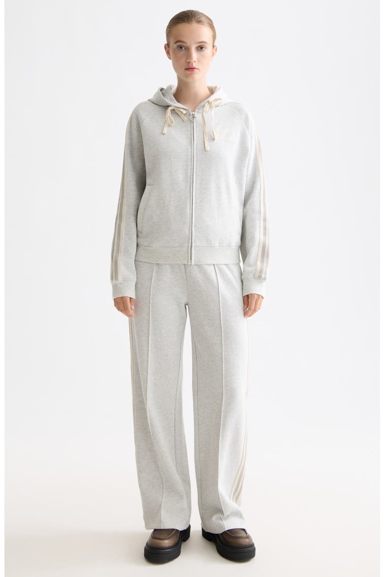 Ribbed Interlock Full Zip Hoodie, Alternate, color, LIGHT GREY MELANGE
