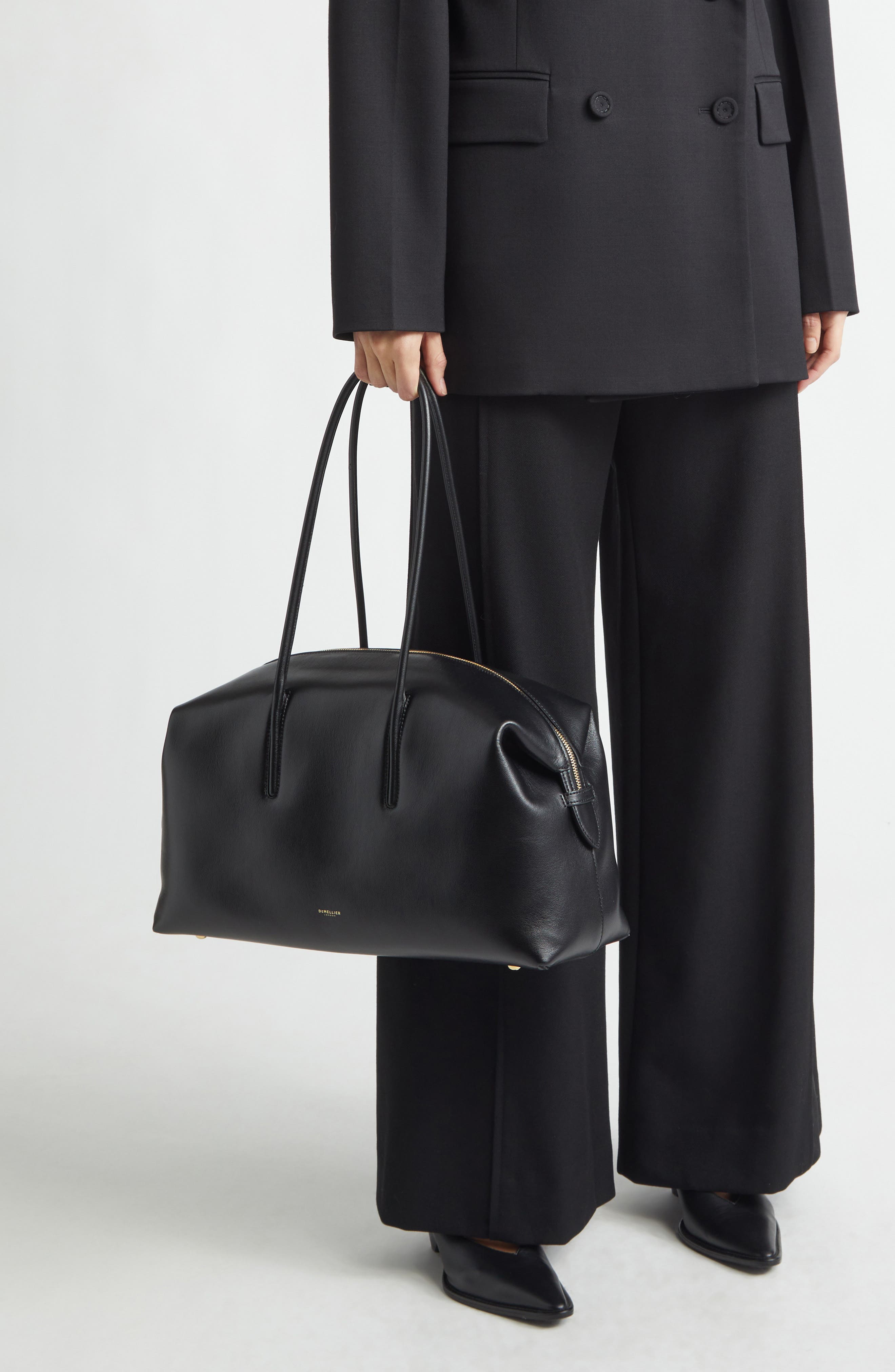 DeMellier The Stockholm Leather Top Handle Bag, Alternate, color, Black