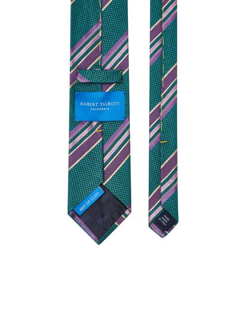 Robert Talbot Robert Multi Stripe Basket Weave Best Of Class Necktie In Green