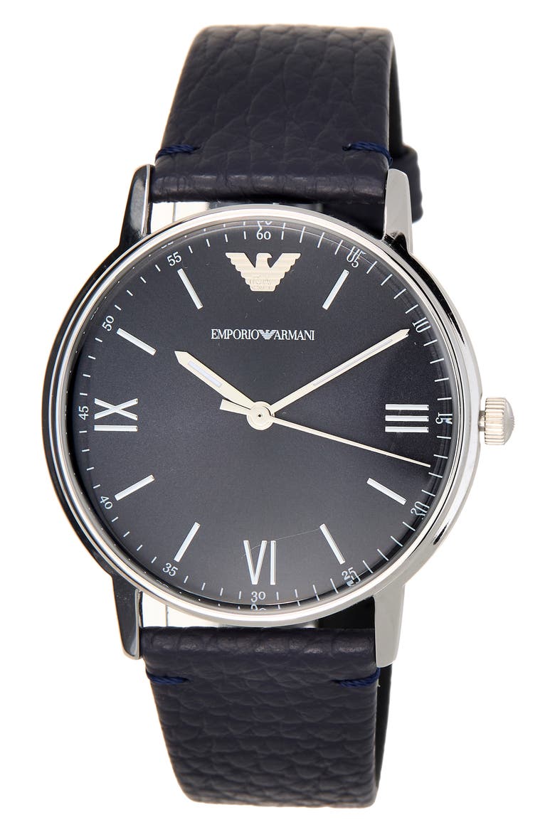 Men's Kappa 3-Hand Quartz Leather Strap Watch, 41mm, Main, color, NO COLOR