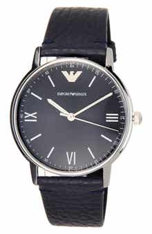 Emporio Armani Men's Kappa 3-Hand Quartz Leather Strap Watch, 41mm