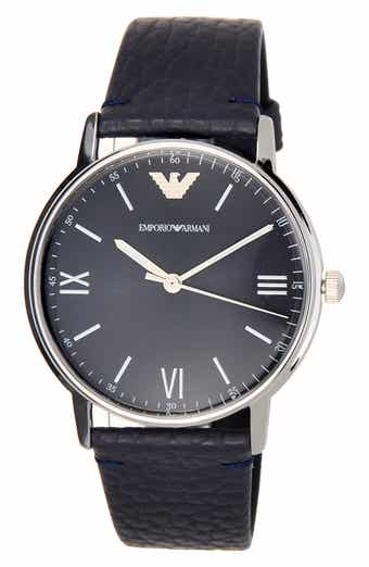 Emporio Armani Men's Kappa 3-Hand Quartz Leather Strap Watch, 41mm