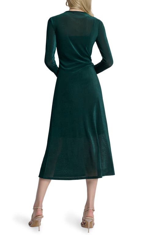 Dkny Long Sleeve Fit & Flare Dress In Green