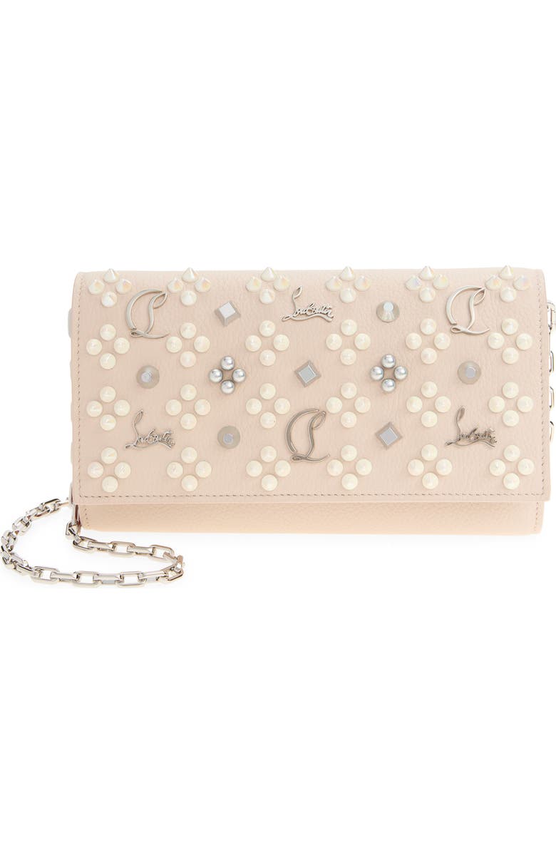 Christian Louboutin Paloma Leather Clutch, Main, color, Leche/ Multi