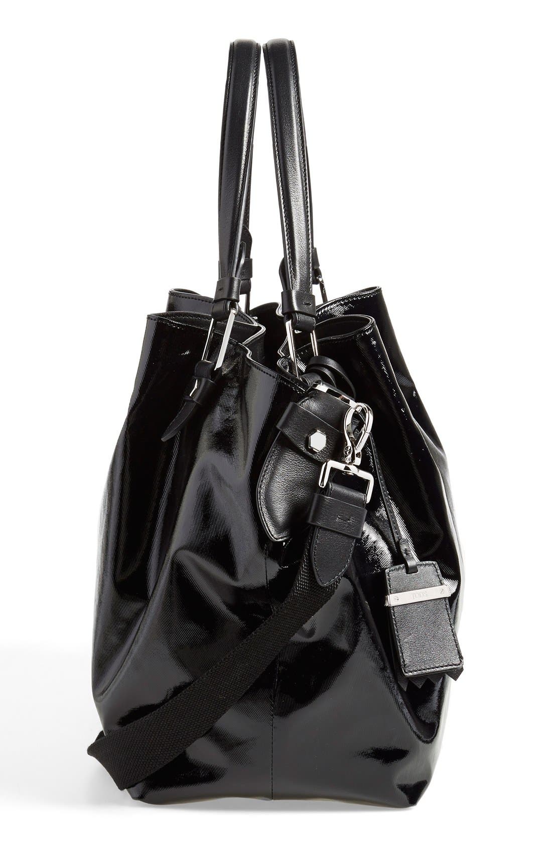 'Small Flower' Satchel, Alternate, color, BLACK