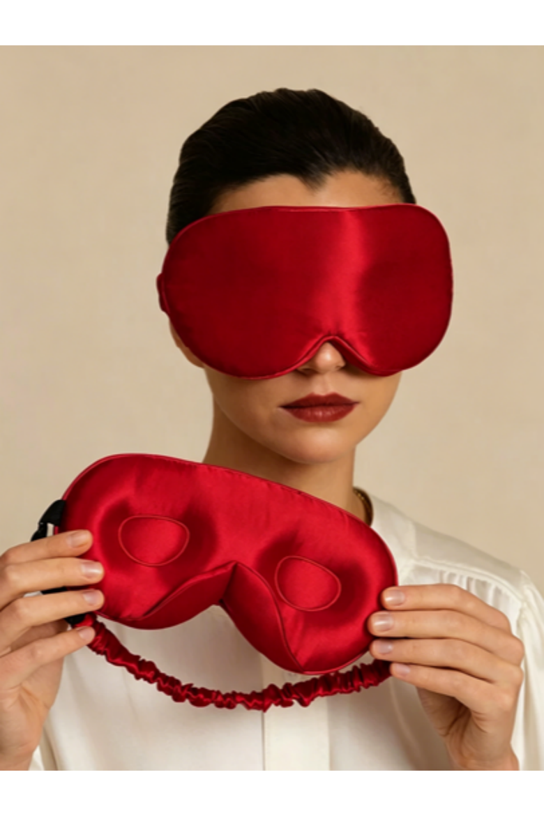 22 Momme Mulberry Silk Upgraded 3D Adjustable Eye Mask, Main, color, Wine