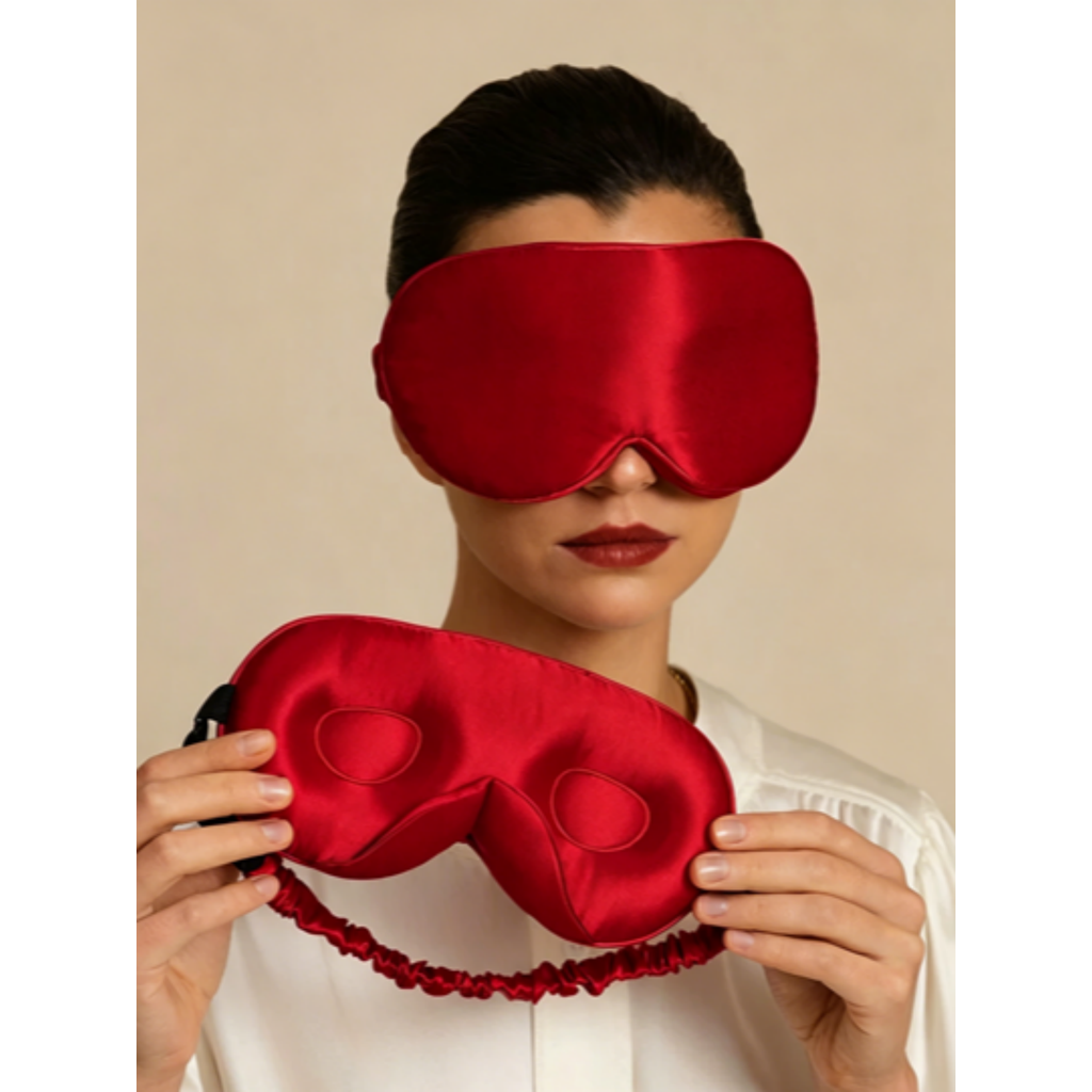 Silksilky 22 Momme Mulberry Silk Upgraded 3d Adjustable Eye Mask In Burgundy