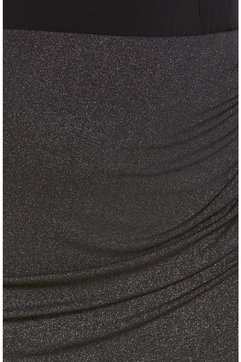 Draped Sparkle Midi Skirt, Alternate, color, BLACK