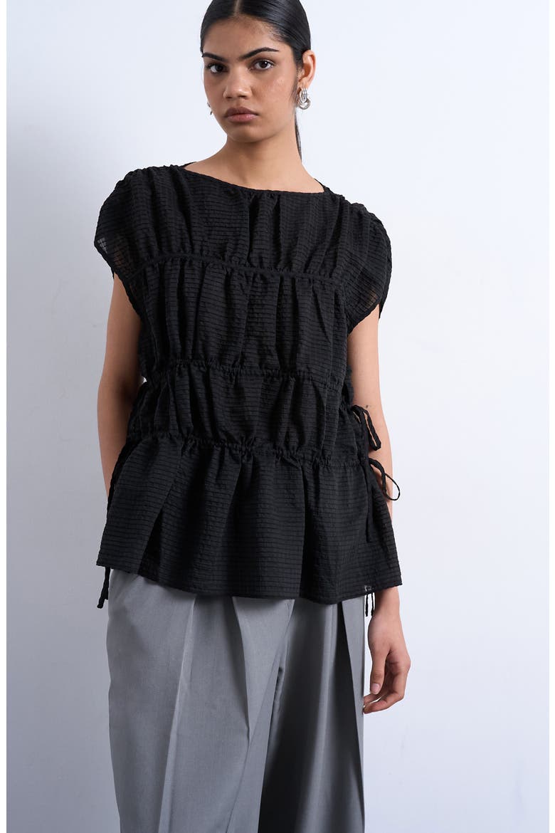 Channeled Side Tie Top, Main, color, BLACK