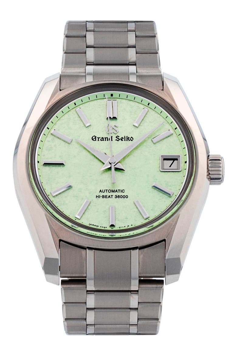 Grand Seiko Preowned 2024 Heritage Collection SBGH343 Sakura-Wakaba Bracelet Watch, 38mm, Main, color, GREEN