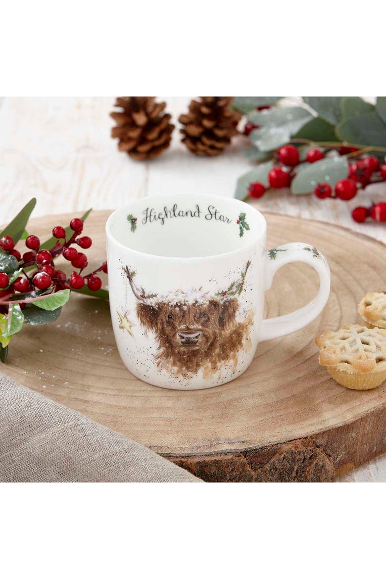 Wrendale Designs Christmas 11 ounce Bone China Mug, Alternate, color, Highland Star (Cow)