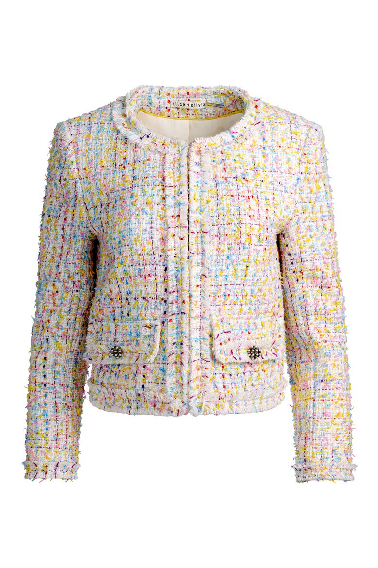 Landon Boxy Crop Tweed Jacket, Alternate, color, OFF WHITE/ MULTI