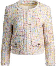 Alice + Olivia Landon Boxy Crop Tweed Jacket
