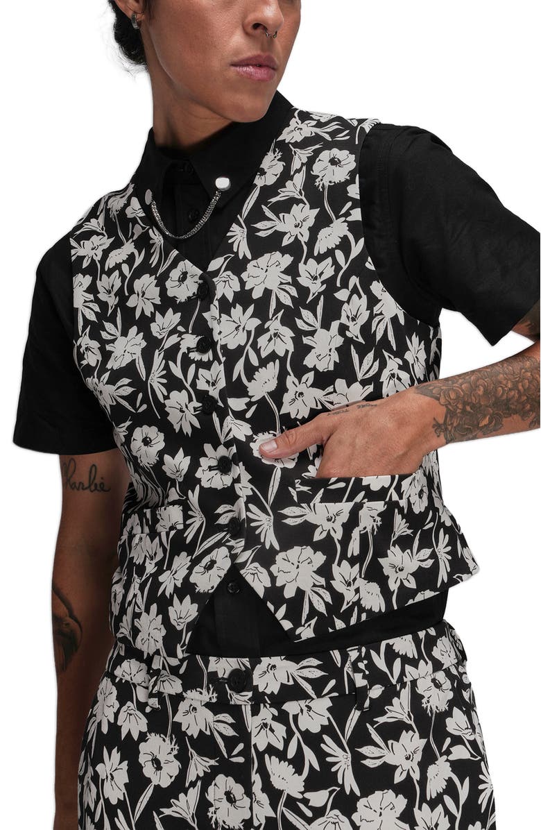 WILDFANG The Empower Vest, Main, color, Monochrome Floral Black