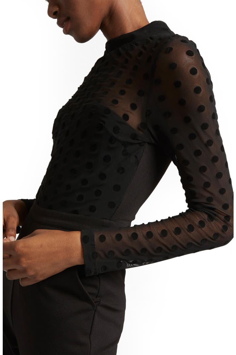 Leah Mesh & Jersey Jumpsuit, Alternate, color, BLACK