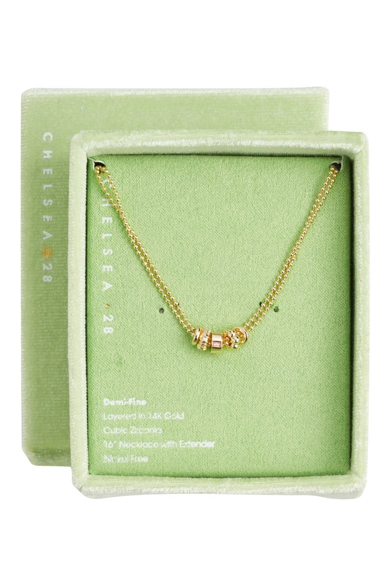 Demi Fine Cubic Zirconia Rondelle Necklace, Main, color, CLEAR- GOLD