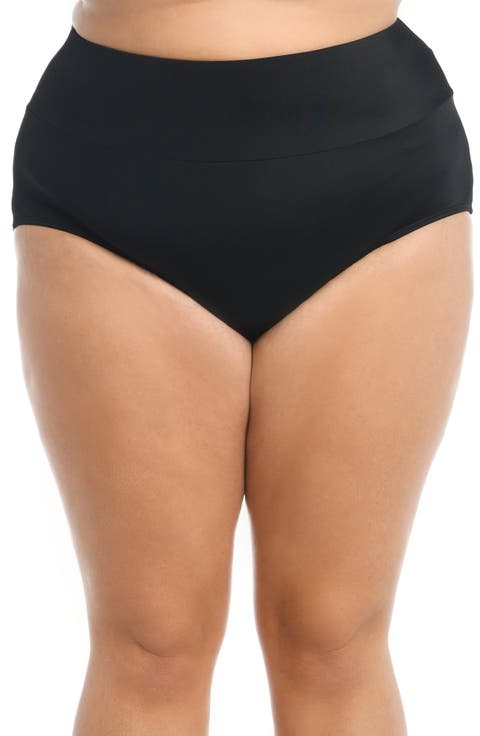 Full Coverage Mid Waist Swim Bottoms