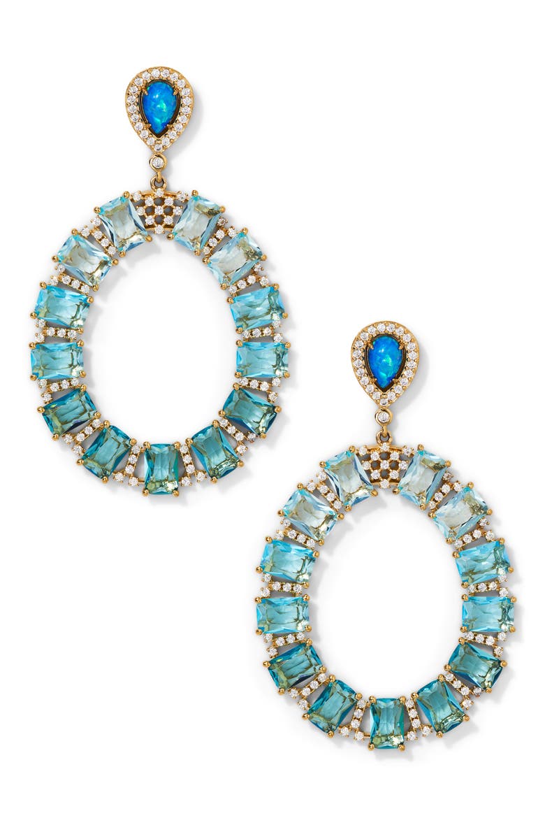 Blue Lagoon Frontal Hoop Earrings, Main, color, GOLD